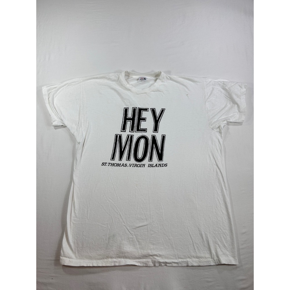 Vintage Sailing Hey Mon St Thomas Virgin Islands White T-Shirt One Size
